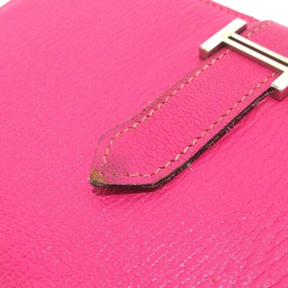 HERMES Bearn Souffle - Rose Shocking Chevre square K Long Wallet 611-072625 - Picture 8 of 11